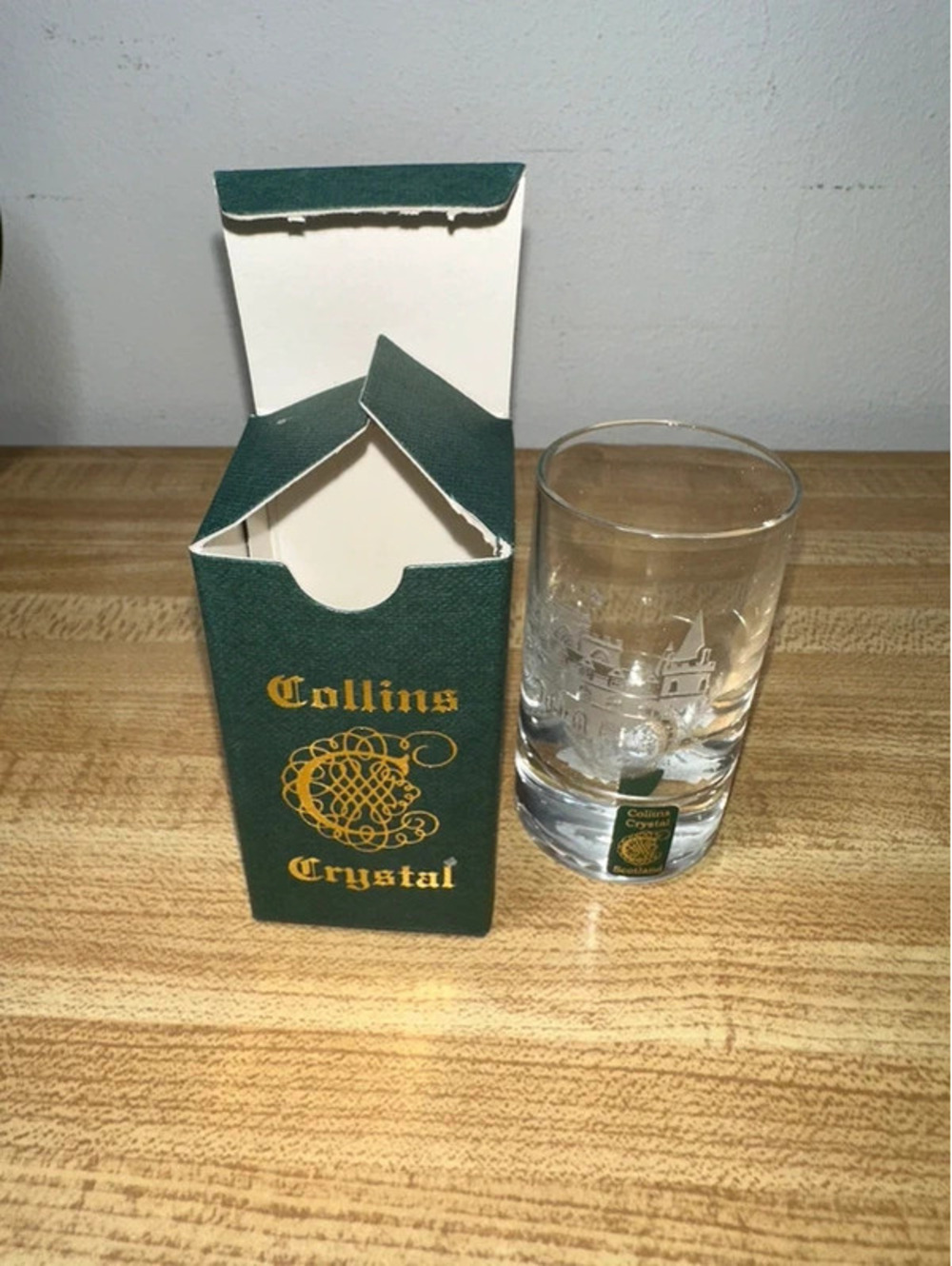 Collins Crystal Shot Glass “Gordon” Vintage Scotland NIB